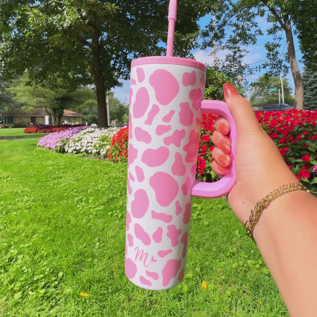 cowgirl tumbler, pastel tumbler, tumbler with handle, trendy 30oz cup, leakproof tumbler, cute trendy cup, travel mug, straw included, keeps drinks cold, aesthetic cup