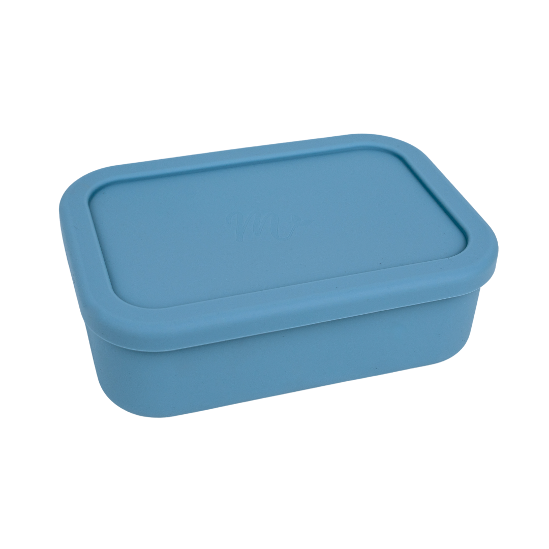 Slate bento box with a rectangular lid, compact and modern design.